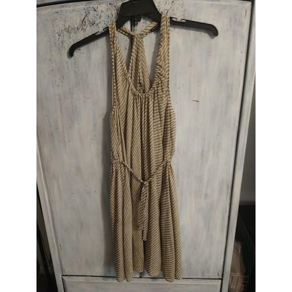 Theory 100% Silk Knee Length Sleeveless Dress Beige Boho Cottagecore Feminine - Picture 1 of 11